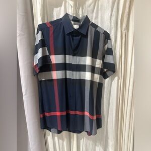 Men’s Navy Blue Button Down Burberry Collar shirt